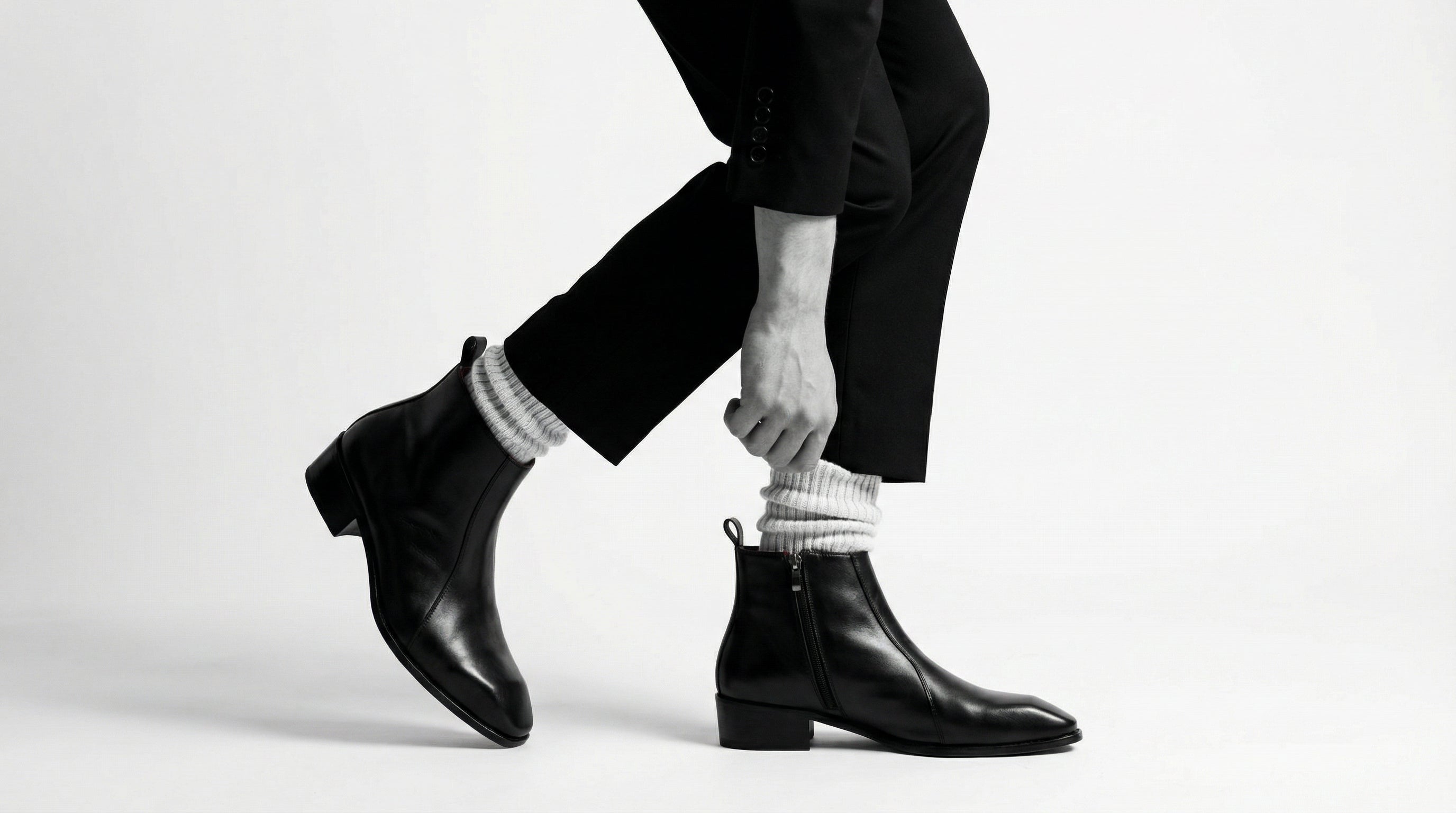 Black Leather Chelsea boot